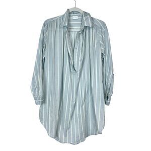 Pour Les Femmes Romeo Sleepshirt Dress Shirt Small Blue White Long Sleeve V-Neck